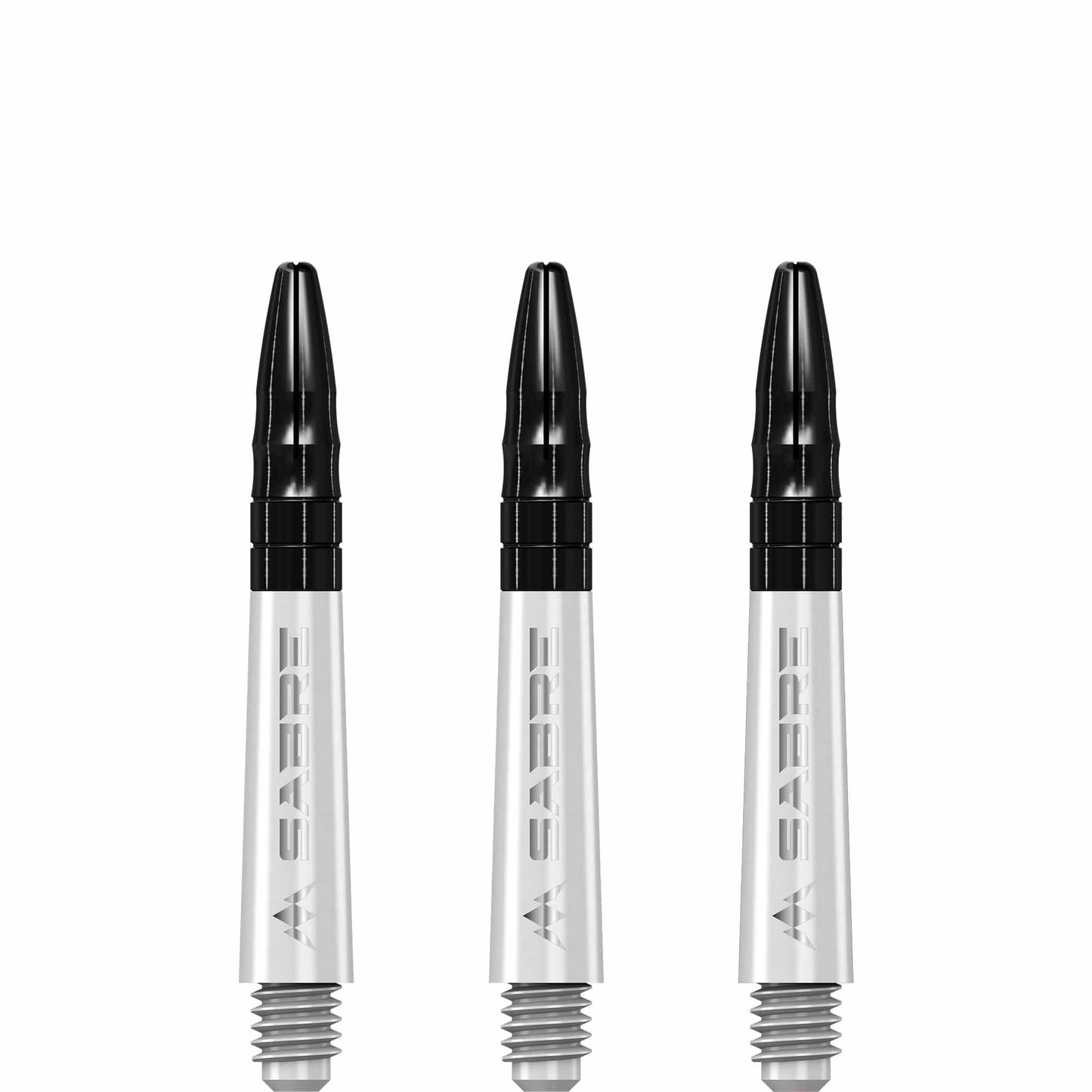 Mission Sabre Shafts - Polycarbonate Dart Stems - White - Black Top Short