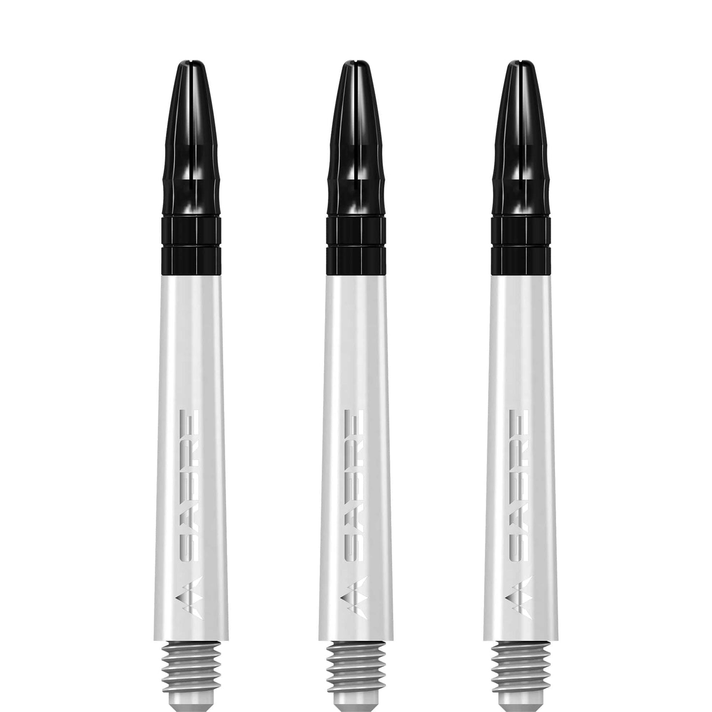 Mission Sabre Shafts - Polycarbonate Dart Stems - White - Black Top Tweenie Plus