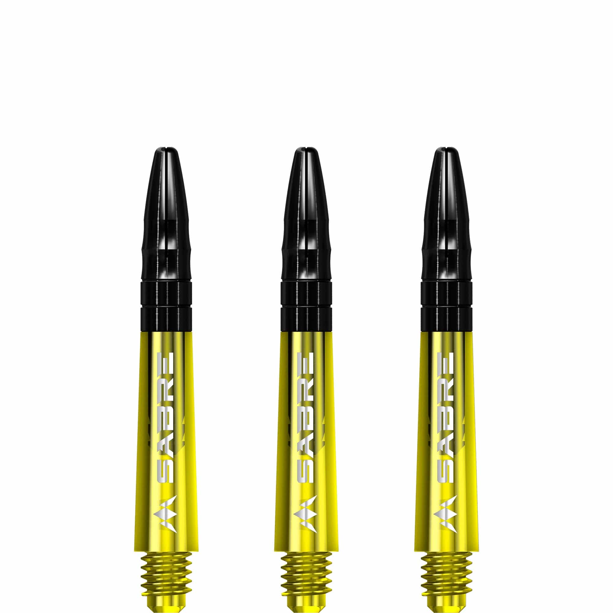 Mission Sabre Shafts - Polycarbonate Dart Stems - Yellow - Black Top Short