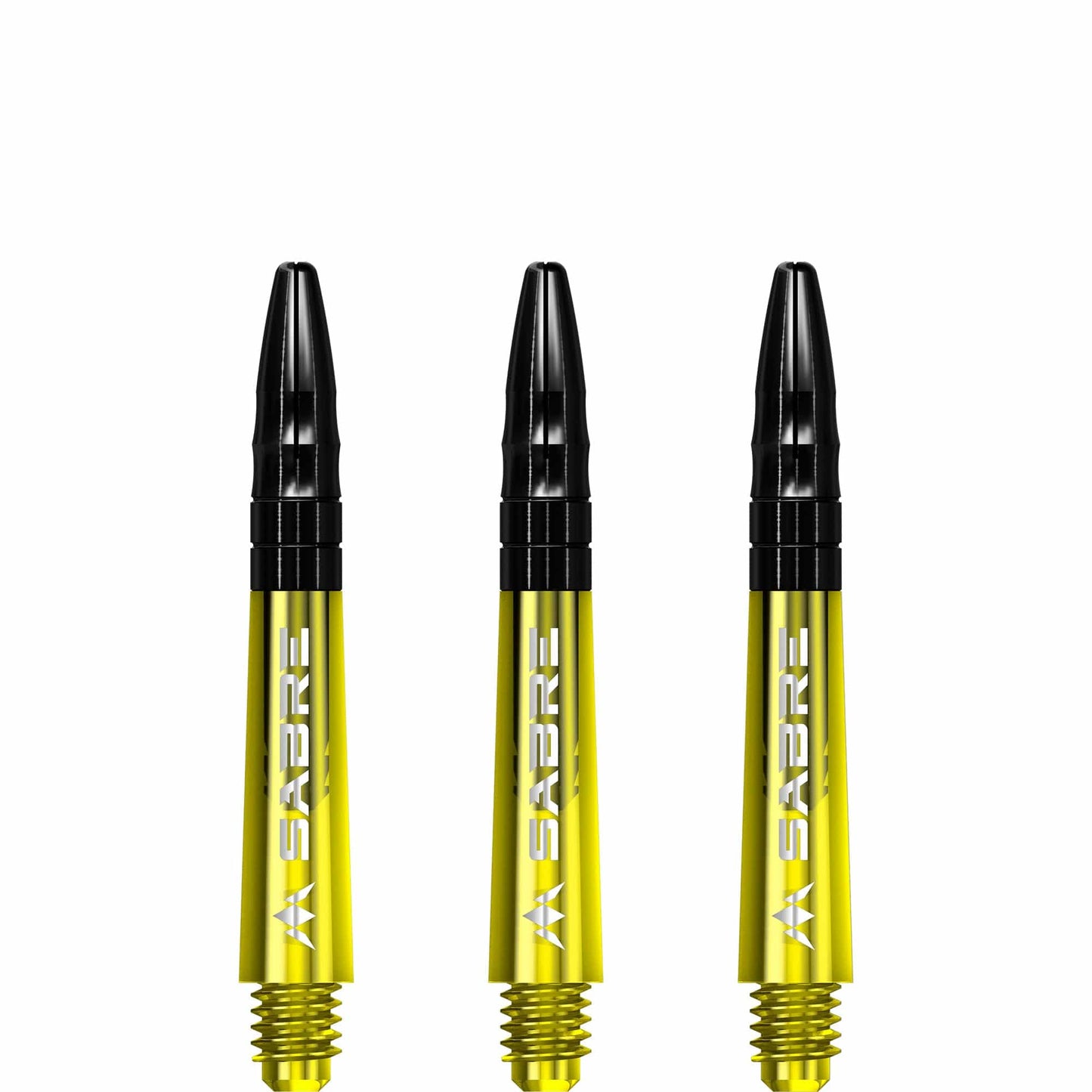 Mission Sabre Shafts - Polycarbonate Dart Stems - Yellow - Black Top Short