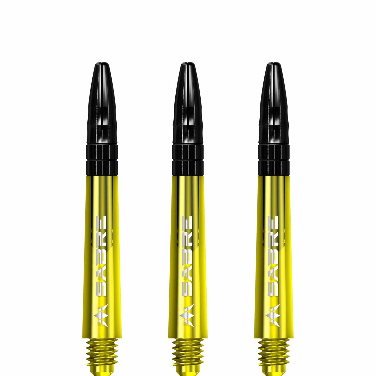 Mission Sabre Shafts - Polycarbonate Dart Stems - Yellow - Black Top Tweenie