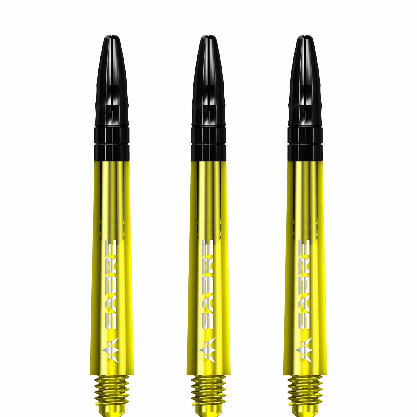 Mission Sabre Shafts - Polycarbonate Dart Stems - Yellow - Black Top Tweenie Plus